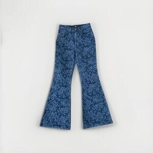 LEE X Free People Bell Bottom Jeans Women's 26x31 Floral Stretch Flare Denim